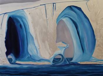 Diane Langlois. Triple Tunnel Iceberg. Acrylic and Oil on Canvas. 36"x36"x2"